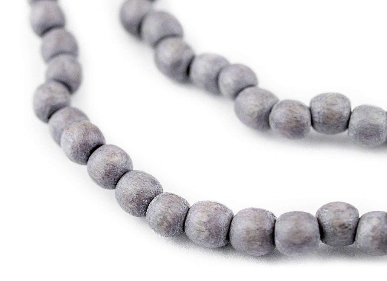 The Bead Chest Natural 5mm Wooden Beads in Grey for Jewelry Making – Round Loose Wood Spacer Beads I Approximately 90 Beads